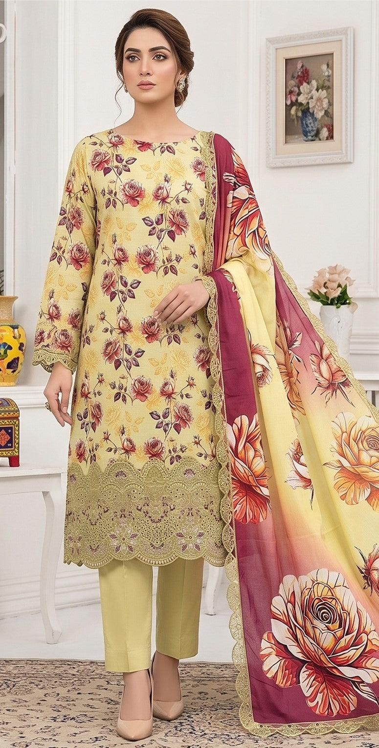 Lemon Zest – Digital Printed & Embroidered Luxury Unstitched 3-Piece Suite