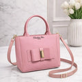 Pink Leather Shoulder Bag for Girls with Gold Hardware
