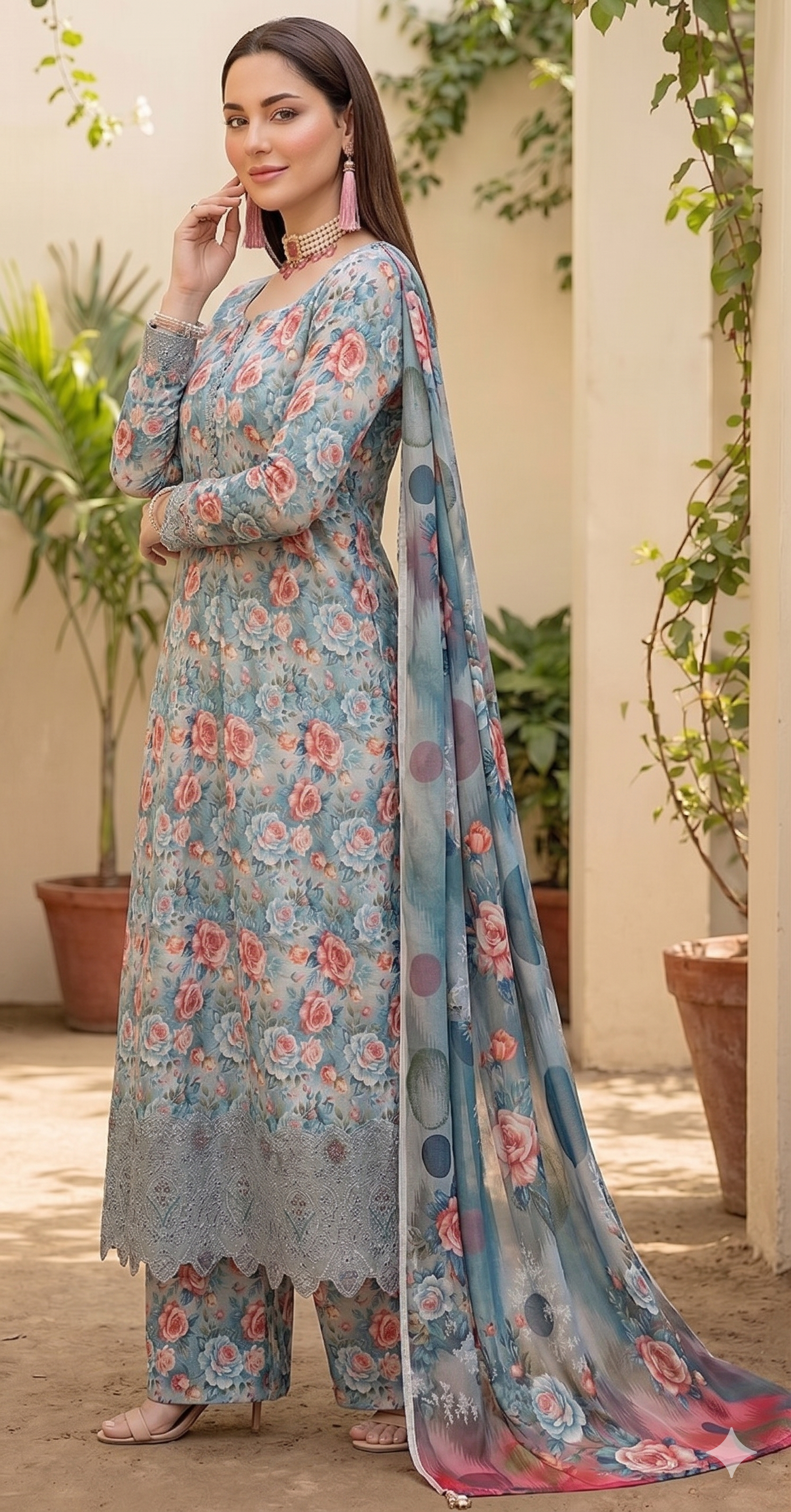 Floral Breeze – Luxury Lazer Boring Embroidered Unstitched 3-Piece Suite