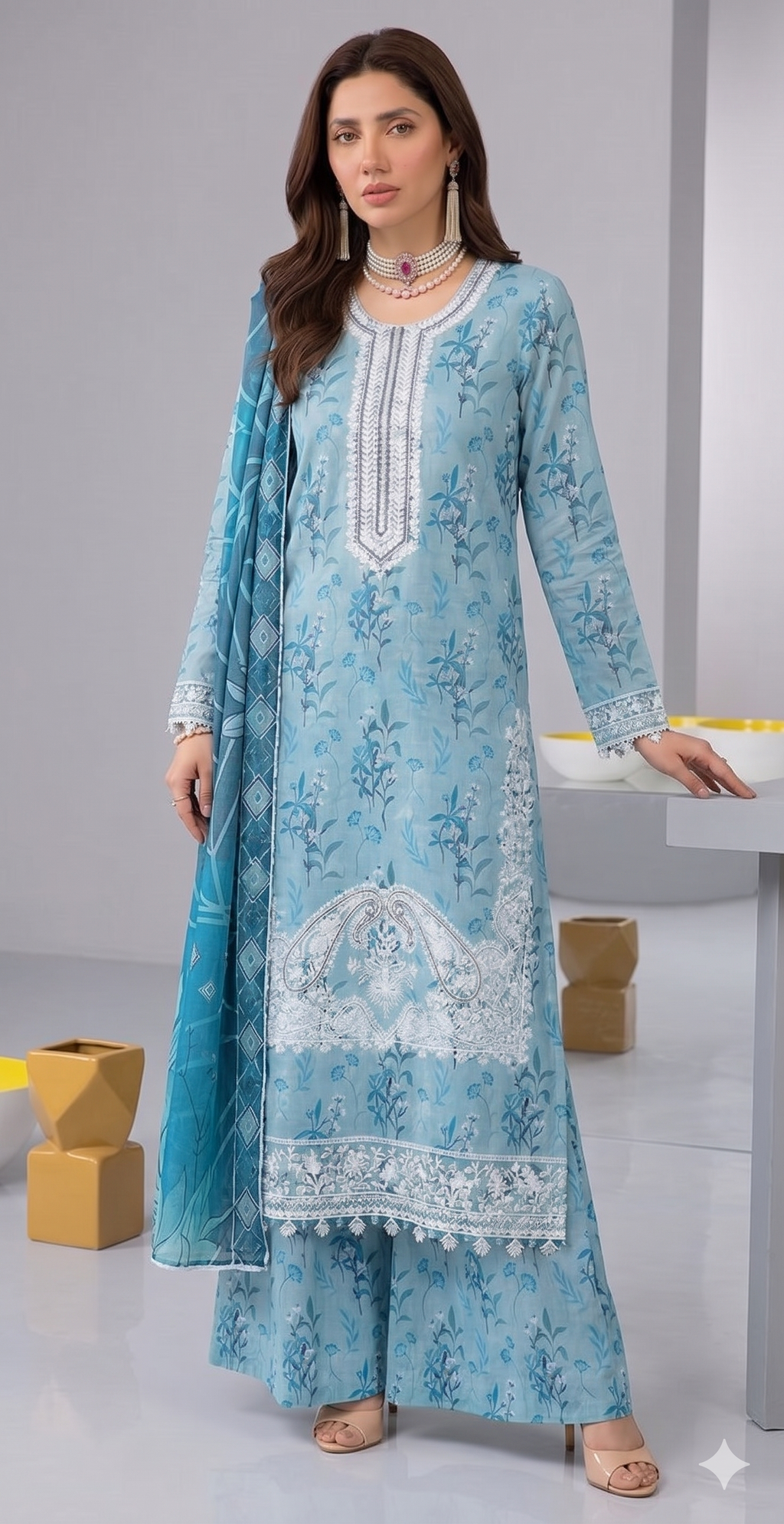 Sky Serenity – Heavy Embroidered Digital Lawn Unstitched 3-Piece Suite