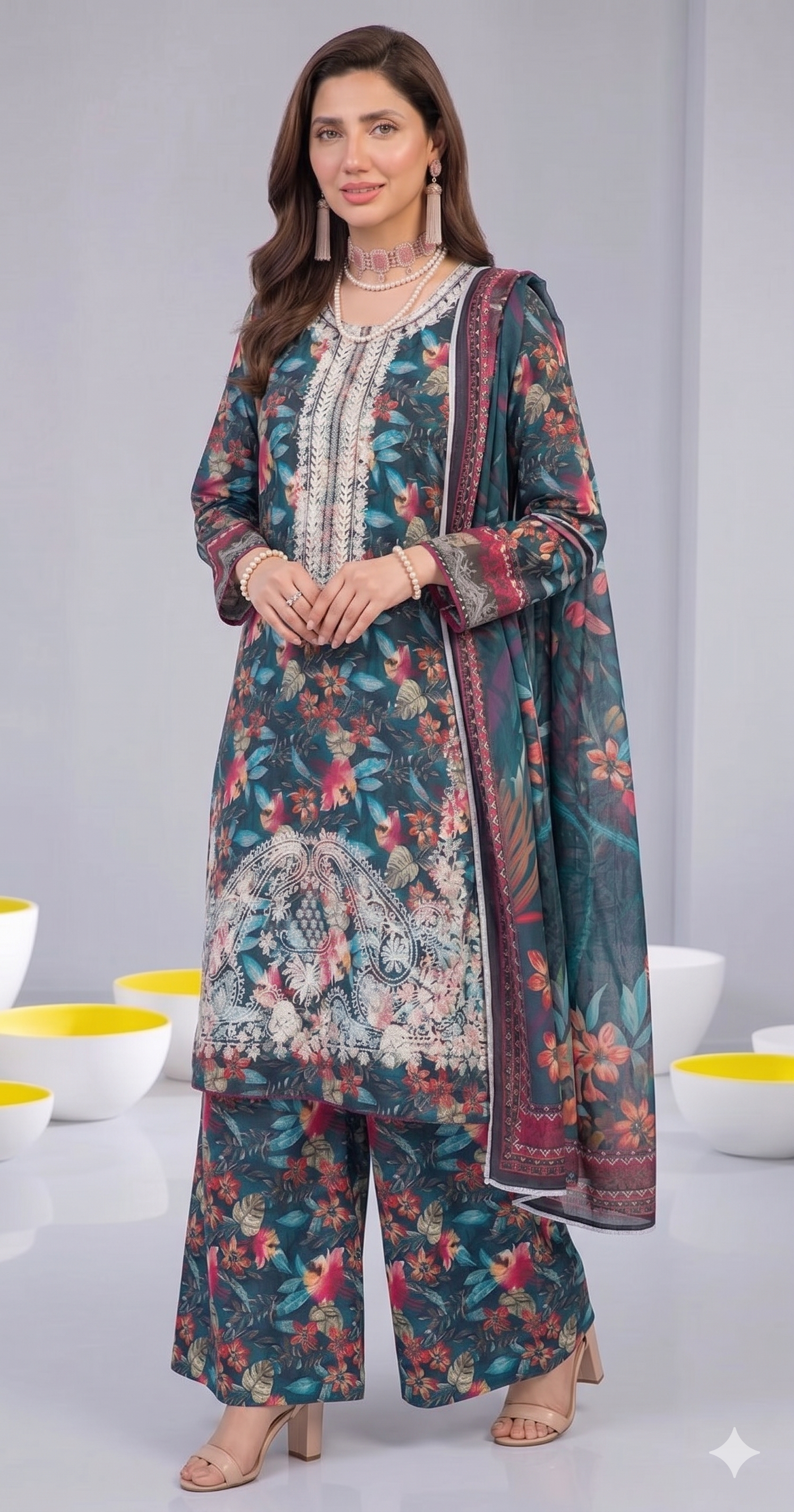 Emerald Bloom – Full Galla & Daman Embroidered Unstitched 3-Piece Suite