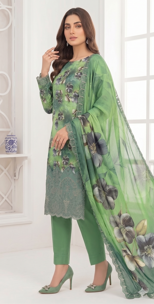 Emerald Garden – Digital Printed & Embroidered Luxury Unstitched 3-Piece Suite