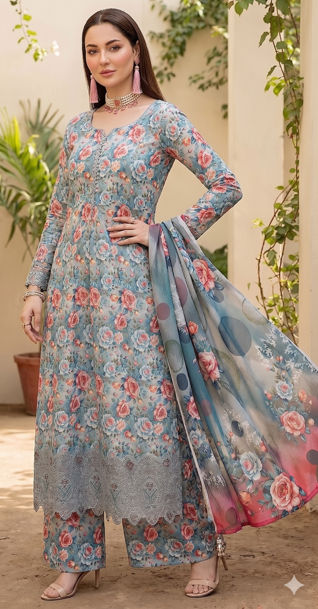 Floral Breeze – Luxury Lazer Boring Embroidered Unstitched 3-Piece Suite