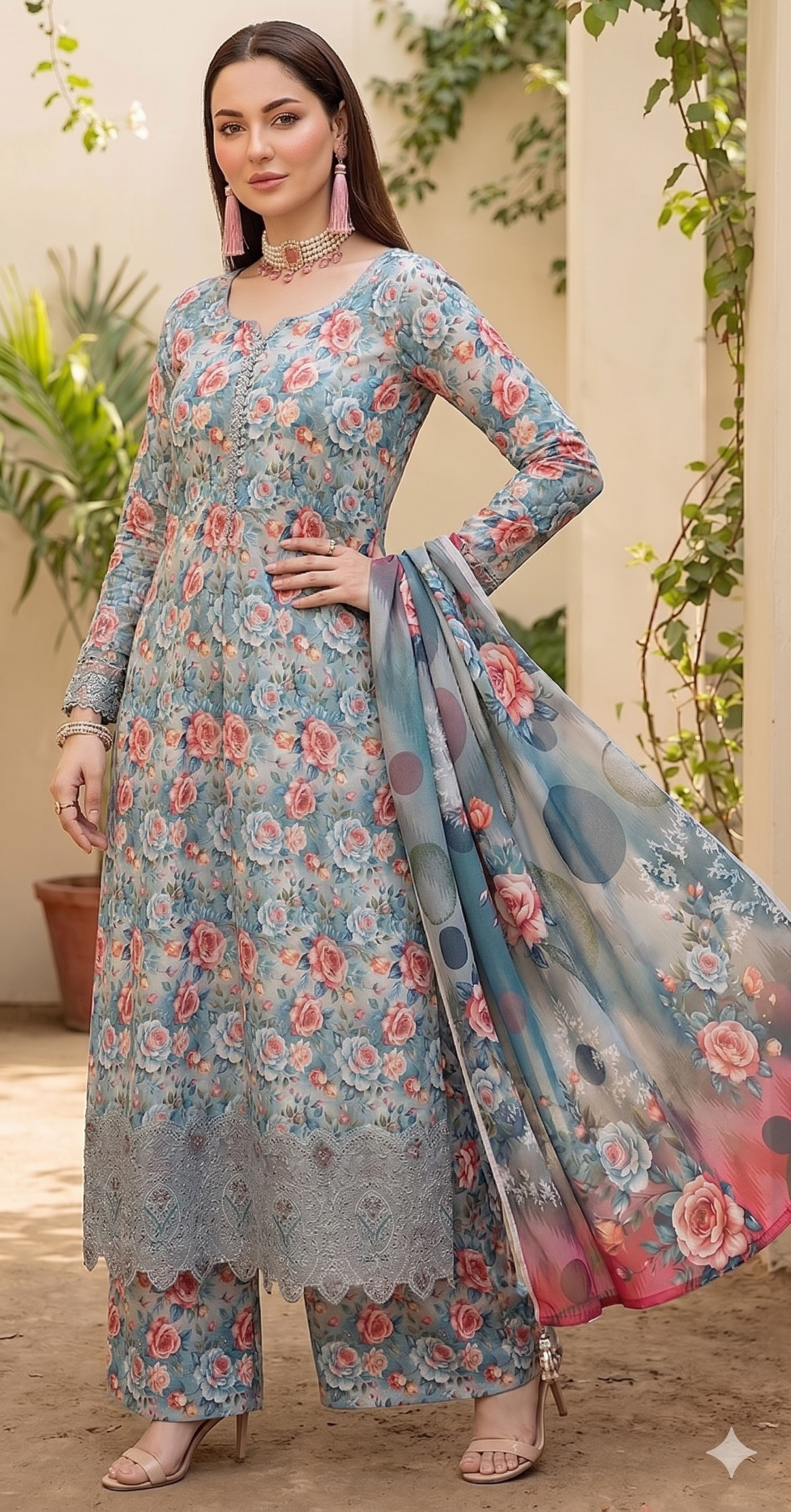Floral Breeze – Luxury Lazer Boring Embroidered Unstitched 3-Piece Suite