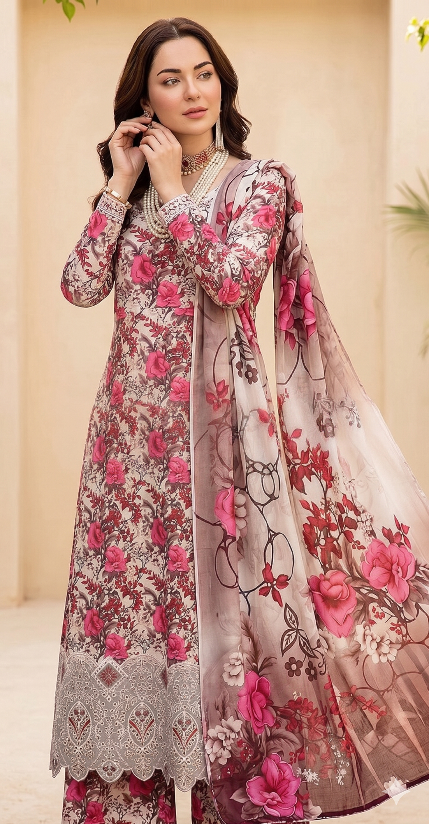 Floral Blossom – Luxury Lazer Boring Embroidered Unstitched 3-Piece Suite