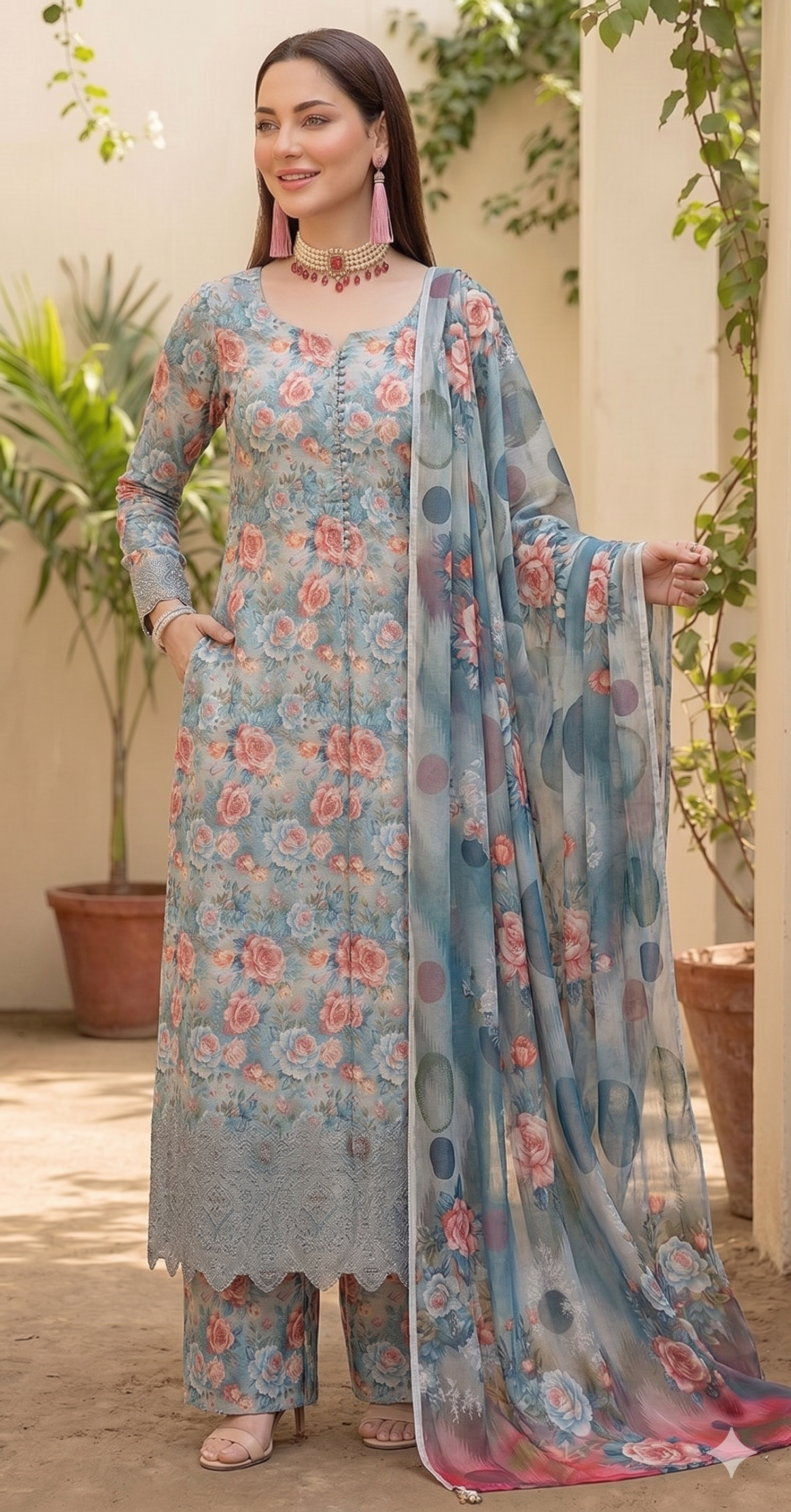 Floral Breeze – Luxury Lazer Boring Embroidered Unstitched 3-Piece Suite