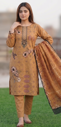 Ochre Amber – Digital Printed & Embroidered Unstitched 3-Piece Suite