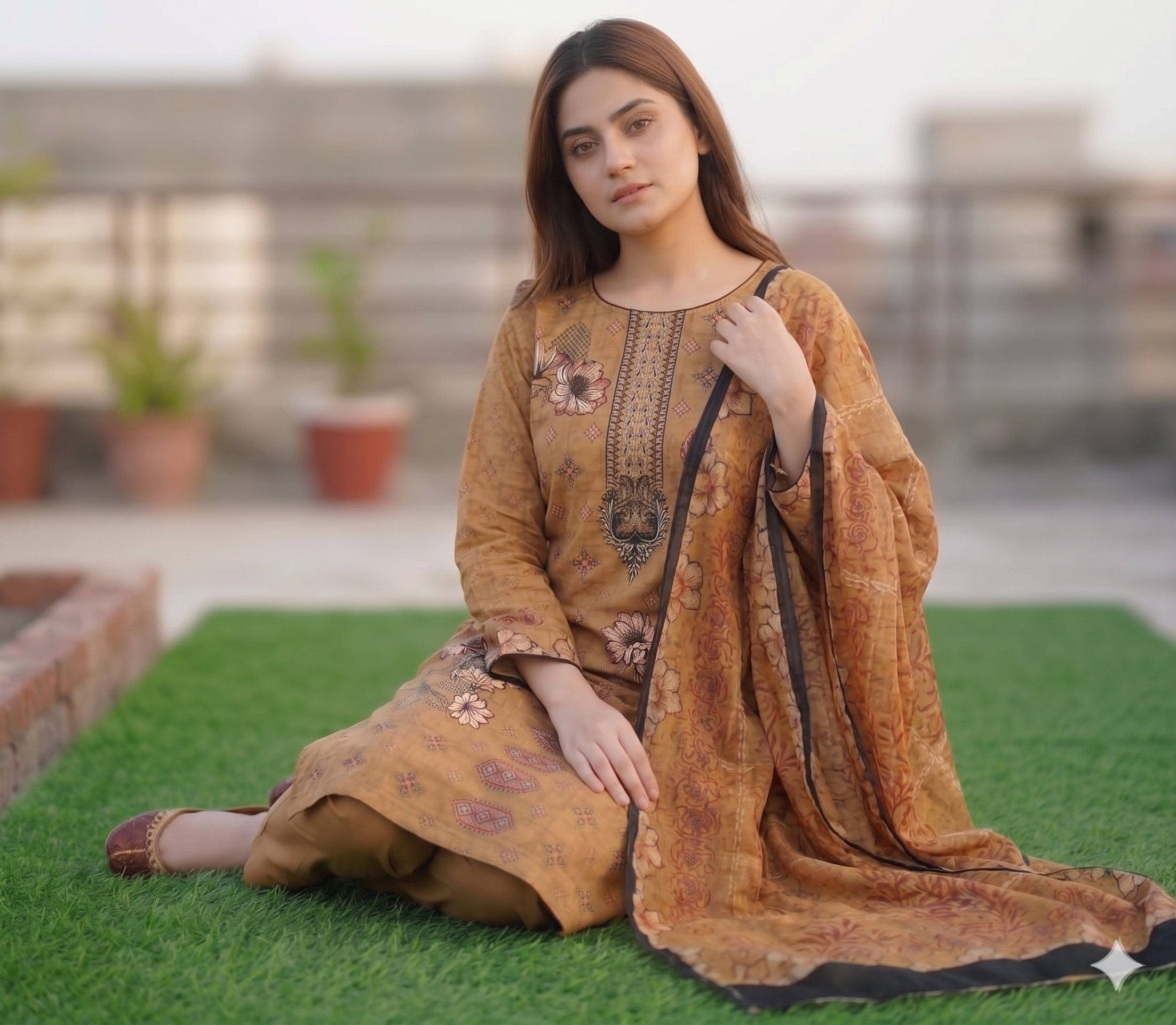 Ochre Amber – Digital Printed & Embroidered Unstitched 3-Piece Suite