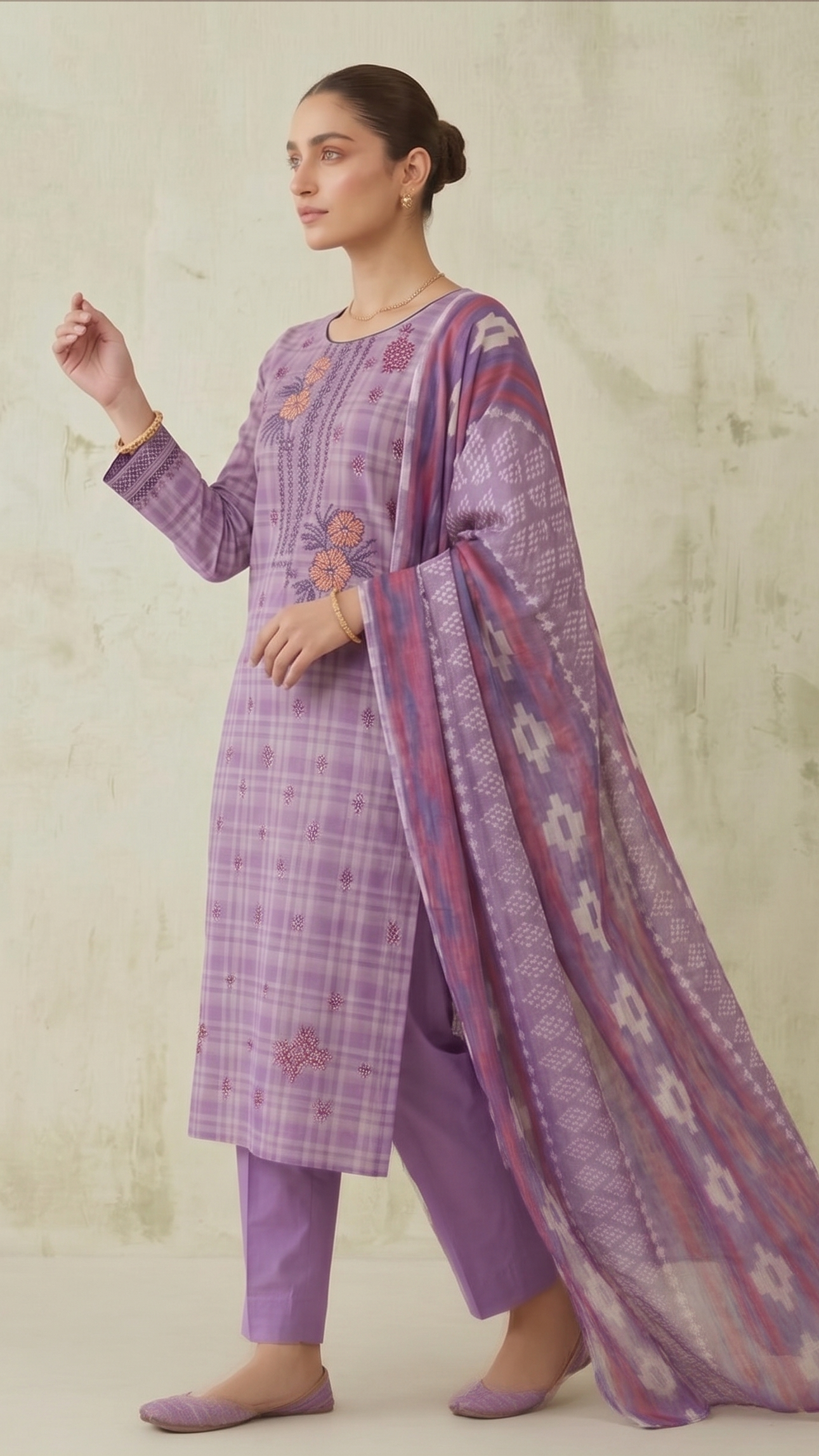 Lavender Orchid – Embroidered Unstitched 3-Piece Suite with Geometric Print