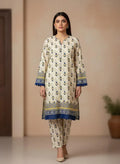 Women Unstitched Printed Suit Yellow Polo Cotton 2 Pcs