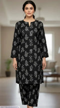 2 Pcs Women's Unstitched 3-D Block Printed Suit