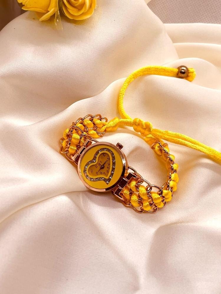 Heart Shaped Braided Bracelet Watch for Girls