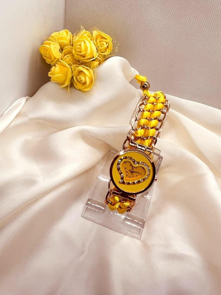 Heart Shaped Braided Bracelet Watch for Girls
