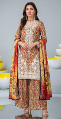 Golden Bloom – Full Galla & Daman Embroidered Unstitched 3-Piece Suite