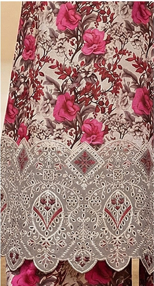 Floral Blossom – Luxury Lazer Boring Embroidered Unstitched 3-Piece Suite