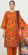 Amber Glow – Digital Printed & Embroidered Luxury Unstitched 3-Piece Suite