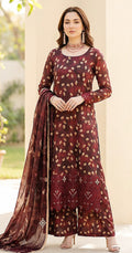 Maroon Majesty – Luxury Lazer Boring Embroidered Unstitched 3-Piece Suite