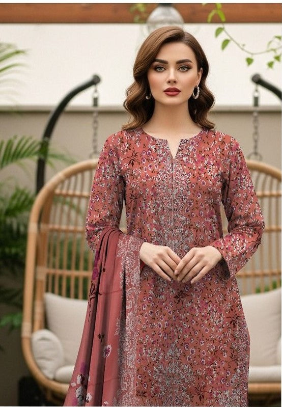 Floral Grace – Digital Printed & Embroidered Unstitched 3-Piece Suite