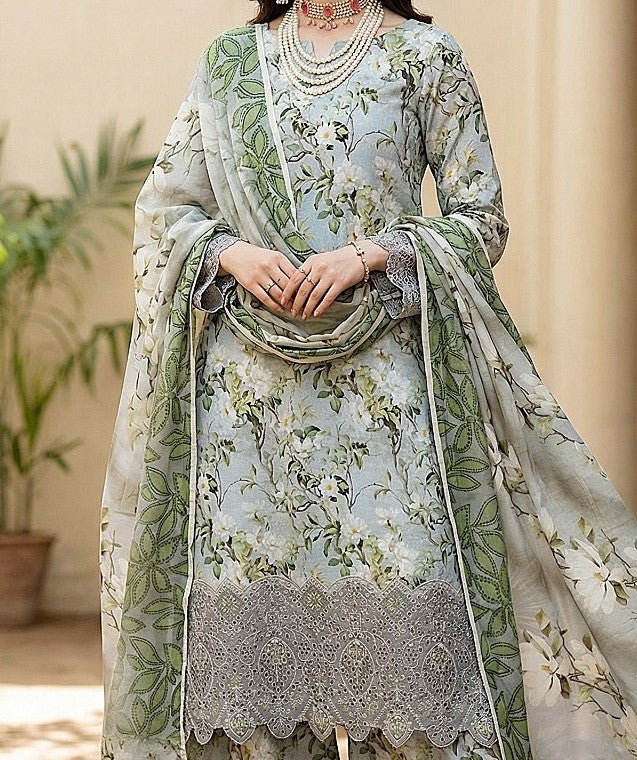 Mint Frost – Luxury Lazer Boring Embroidered Unstitched 3-Piece Suite