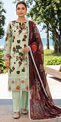 Pistachio Luxe – Boring Embroidered Unstitched 3-Piece Suite with Fancy Zarri Dupatta