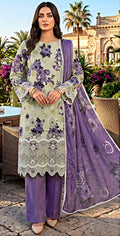 Lavender Mint – Boring Embroidered Unstitched 3-Piece Suite with Fancy Zarri Dupatta