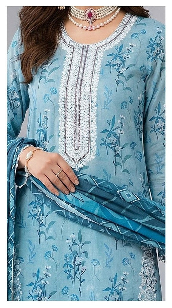 Sky Serenity – Heavy Embroidered Digital Lawn Unstitched 3-Piece Suite